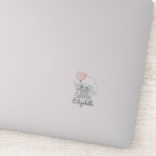 Cute Baby Elephant, Balloon Sticker (Detail)