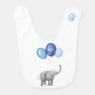 Cute baby elephant bib (blue)