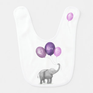 Cute baby elephant bib (purple)