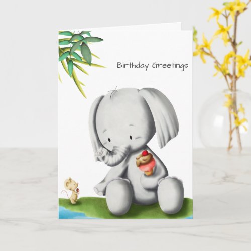 Cute Baby Elephant Birthday Card