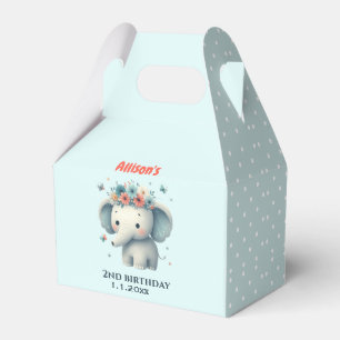Cute Baby Elephant Birthday Favor Boxes