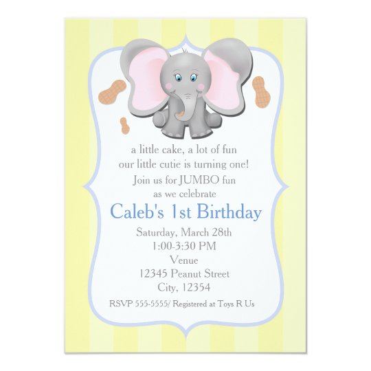 Cute Baby Elephant Birthday or Shower Invitation