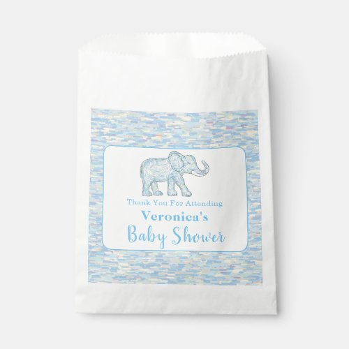 Cute Baby Elephant Blue Brushstrokes Customizable Favor Bag