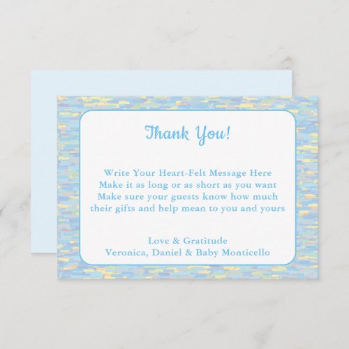 Cute Baby Elephant Blue Brushstrokes Customizable Thank You Card