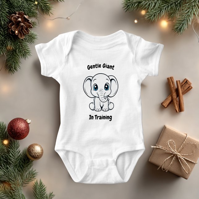 Cute Baby Elephant Blue Eyes Illustration Outfit  Baby Bodysuit (Creator Uploaded)
