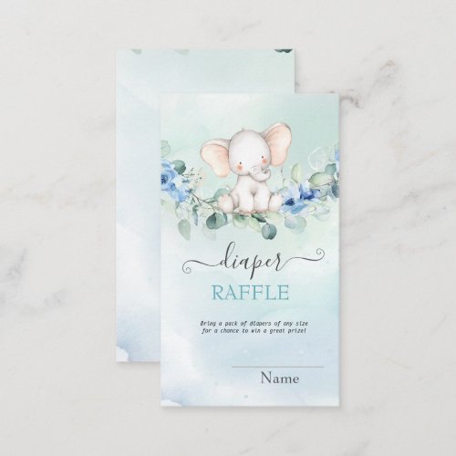 Cute Baby Elephant Blue Roses Enclosure Card
