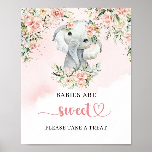 Cute baby elephant blush gold babies are sweet poster