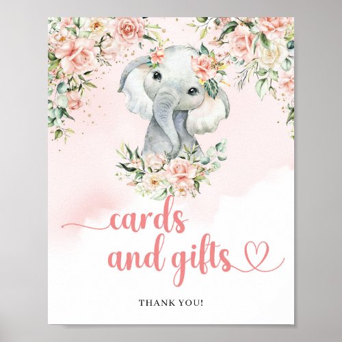 Cute baby elephant blush gold cards and gifts poster