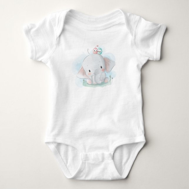 Cute Baby Elephant Bodysuit (Front)