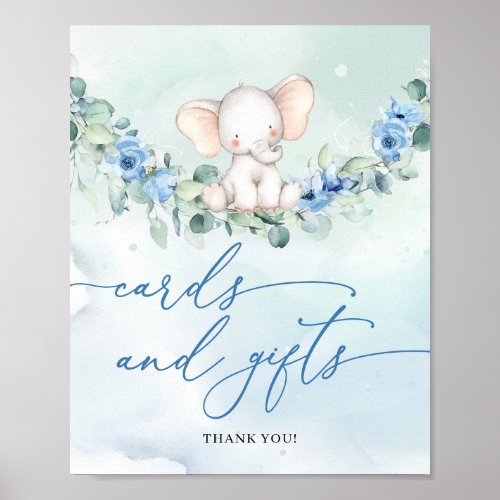 Cute baby elephant boho floral cards and gifts poster