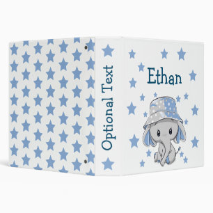 Cute Baby Elephant Boy 3 Ring Binder