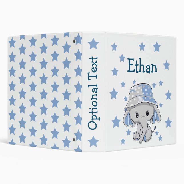Cute Baby Elephant Boy  3 Ring Binder (Background)