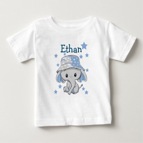 Cute Baby Elephant Boy Baby T_Shirt