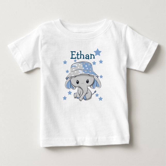 Cute Baby Elephant Boy Baby T-Shirt (Front)