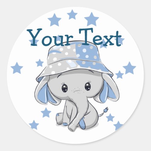 Cute Baby Elephant Boy   Classic Round Sticker