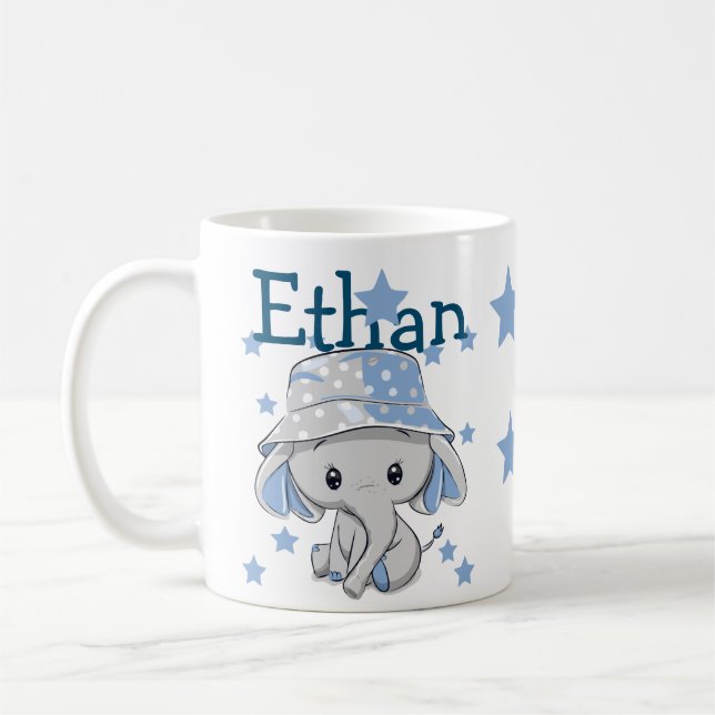 Cute Baby Elephant Boy   Coffee Mug (Left)