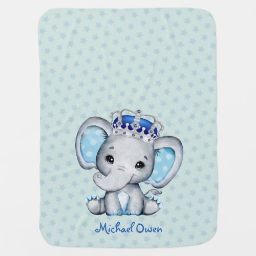 Cute Baby Elephant Boy Prince Baby Blanket