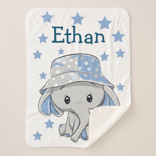 Cute Baby Elephant Boy   Sherpa Blanket (Front)