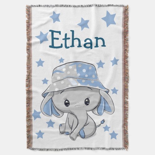 Cute Baby Elephant Boy   Throw Blanket