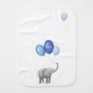 Cute baby elephant burp cloth (blue)