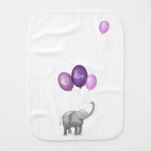 Cute baby elephant burp cloth (purple)