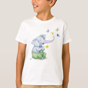 Cute Baby Elephant & Butterflies Illustration Todd T-Shirt