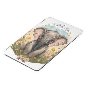Cute Baby Elephant Calf Wildflower Wanderlust iPad Mini Cover