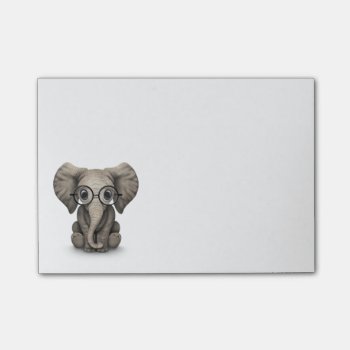 Cute Baby Elephant Calf With Reading Glasses Post-it Notes by crazycreatures at Zazzle