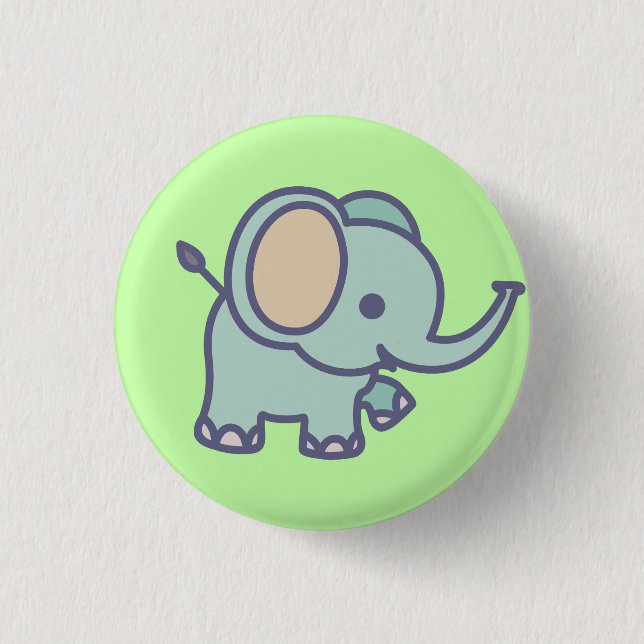 Cute Baby Elephant Cartoon-47767 Button (Front)