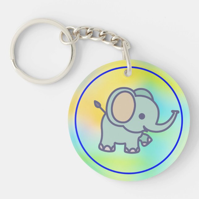 Cute Baby Elephant Cartoon-47767 Keychain (Front)