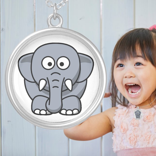 Cute Baby Elephant Cartoon Adorable Animal Jewerly Silver Plated Necklace (Cute Baby Elephant Cartoon Adorable Animal Jewerly Silver Plated Necklace)