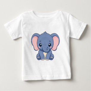 Cute Baby Elephant Cartoon Design T-Shirt