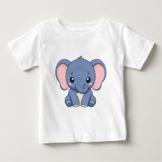 Cute Baby Elephant Cartoon Design T-Shirt