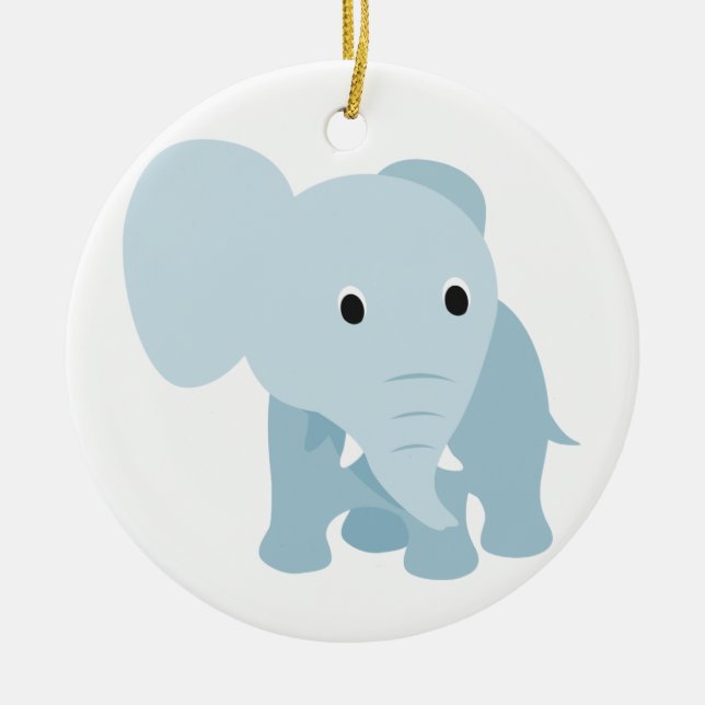 Cute Baby Elephant Ceramic Ornament (Front)