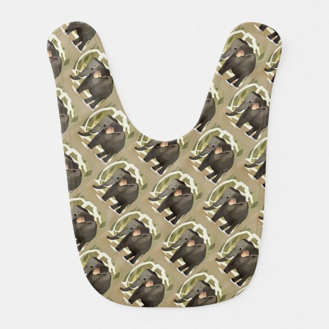 Cute Baby Elephant Child Art Bib (Front)