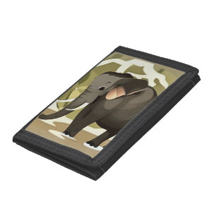 Cute Baby Elephant Child Art Trifold Wallet