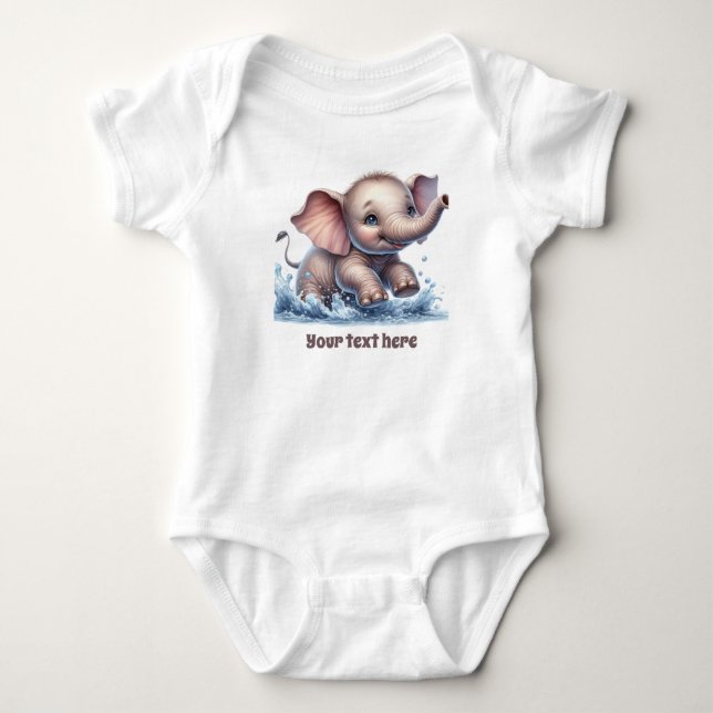 Cute baby elephant customizable  bodysuit (Front)