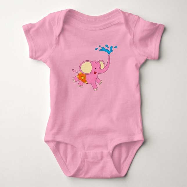 Cute Baby Elephant Design  Baby Bodysuit (Front)