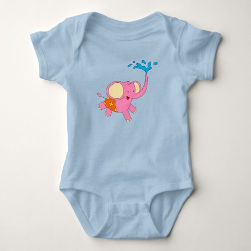 Cute Baby Elephant Design Element Baby Bodysuit