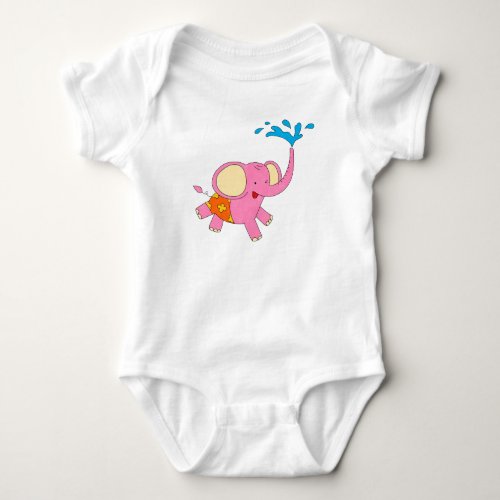 Cute Baby Elephant Design Element Baby Bodysuit