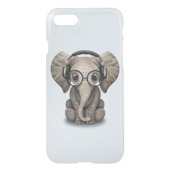 Cute Baby Elephant Dj Wearing Headphones And Glass Iphone Se/8/7 Case by crazycreatures at Zazzle