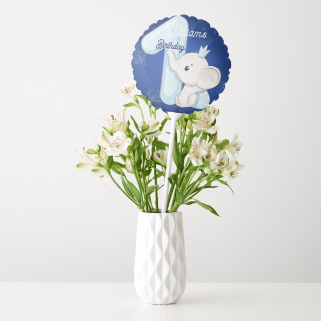 Cute Baby Elephant First Birthday Balloon (Vase)