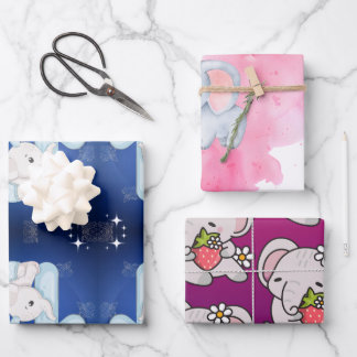 Cute Baby Elephant First Birthday Wrapping Paper Sheets