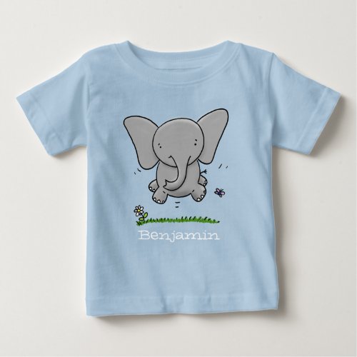 Cute baby elephant flying cartoon illustration baby T_Shirt