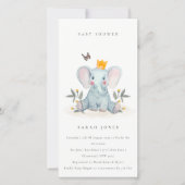 Cute Baby Elephant Foliage Baby Shower Invite (Front)