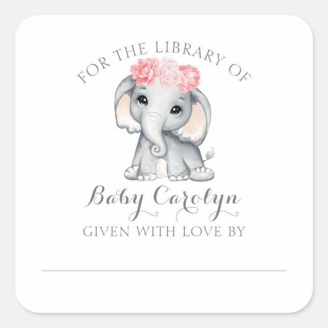 Cute Baby Elephant For the Library of Bookplate (Front)