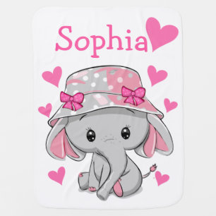 Cute Baby Elephant Girl  Baby Blanket