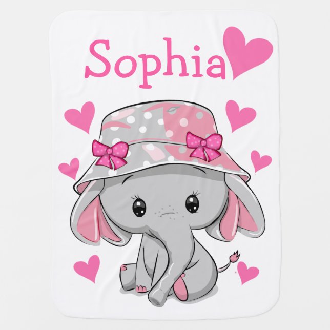 Cute Baby Elephant Girl  Baby Blanket (Front)