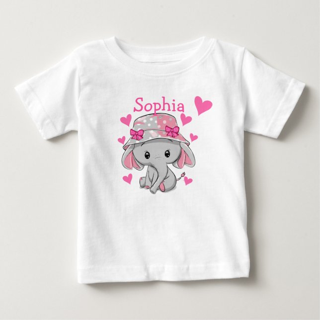 Cute Baby Elephant Girl  Baby T-Shirt (Front)
