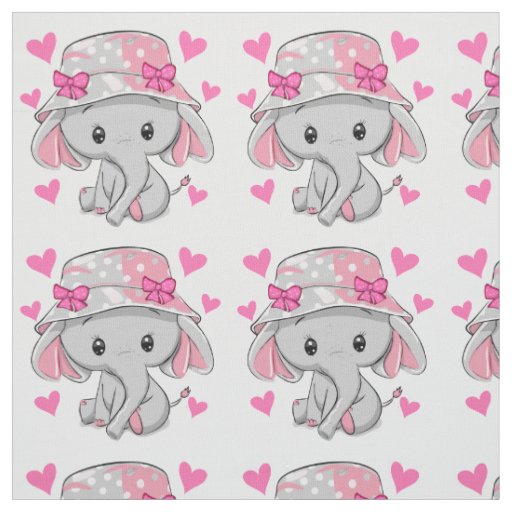 Cute Baby Elephant Girl Fabric